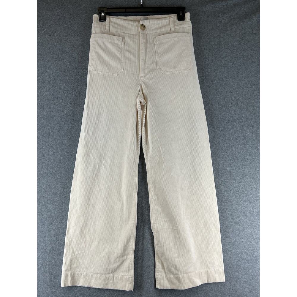 Anthropologie Maeve Colette Size 30 Full Length Corduroy Wide Leg Pants Ivory